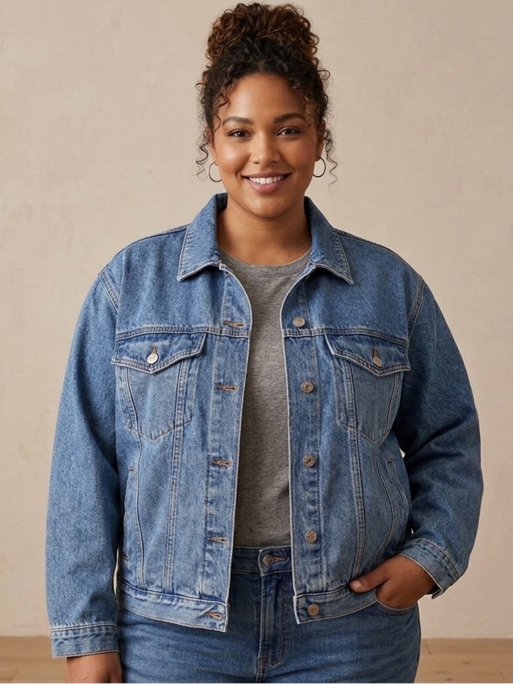 Sz L Jacob & Lazer Classic Vintage Blue Denim Jacket